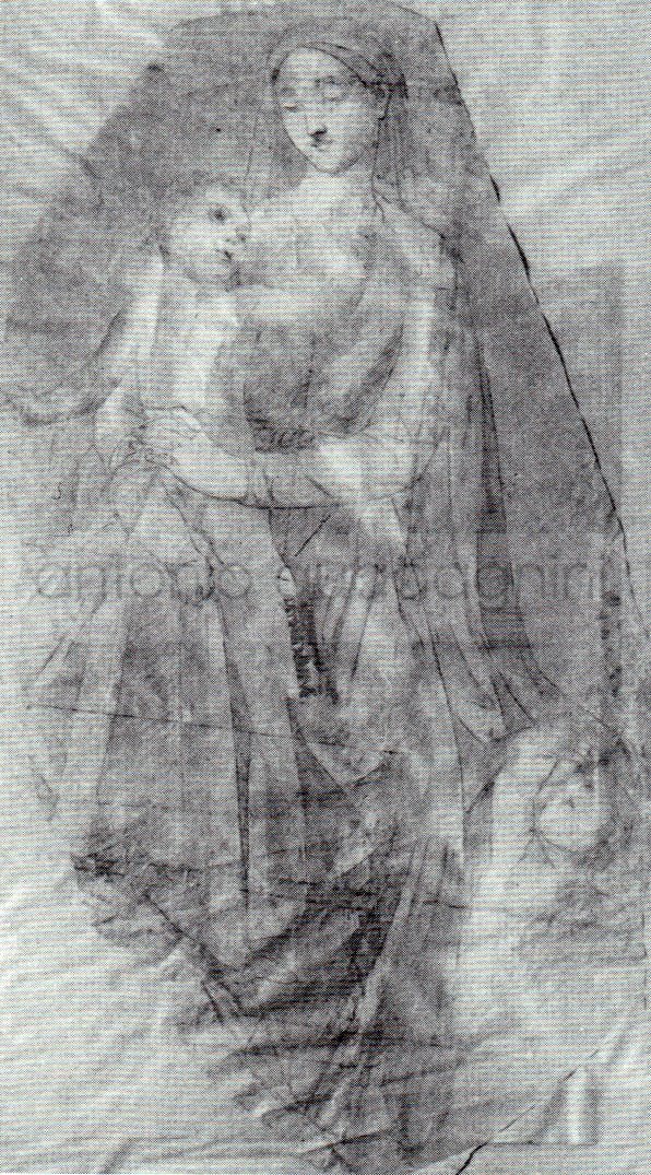 Madonna col Bambino - 1855 - carboncino su cartone cm. 158x88 - coll. privata.
